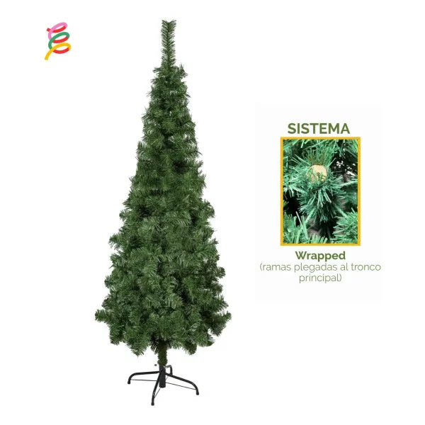 Árbol De Navidad Tronador Slim Verde 1.80mts Base Metal