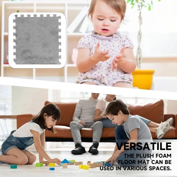 Piso Goma Eva Encastrable Peluche Alfombra Antigolpes X10 Rosa