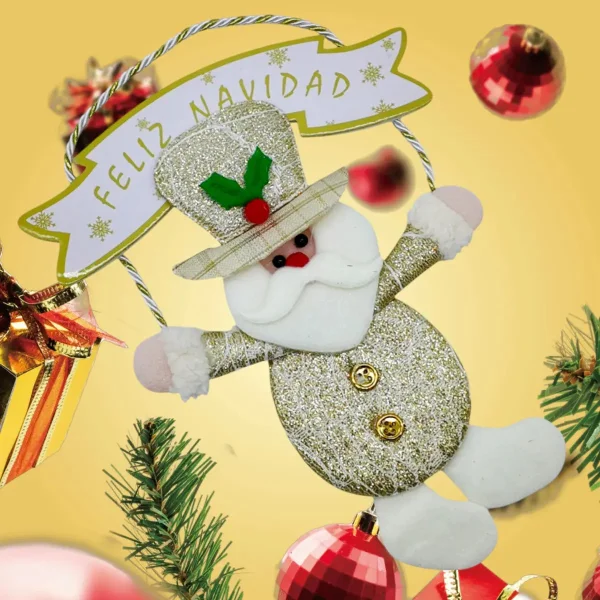 Adorno Papa Noel Colgante Navidad Decoracion Navideña Dorado Papa Noel Colgante