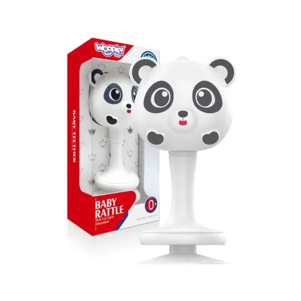Sonajero Bebe Para Mesa Con Sopapa Base Ventosa Didactico Blanco Panda