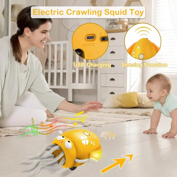 Pulpo Calamar Bailarín Juguete Bebé Niños Luz Musica Usb Verde