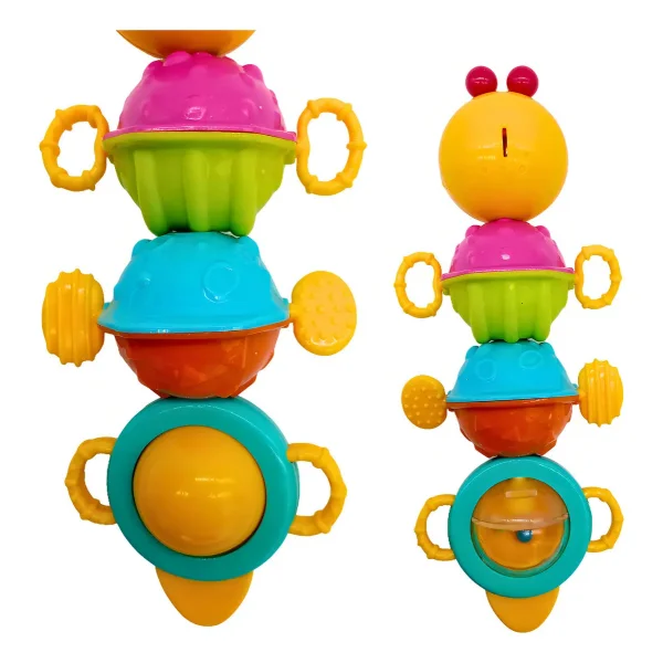 Sonajero Oruga Movil Musical Luz Sonido Bebe Didactico Amarillo