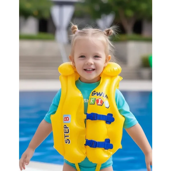 Chaleco Salvavidas Para Niños Flotador Inflable Ajustable Amarillo 6-10