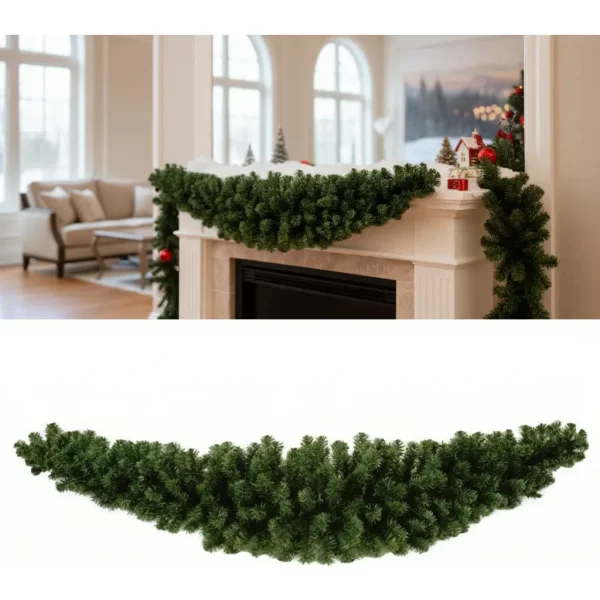 Guirnalda Rama Muerdago Curvo Navideño 2m X 30cm Deluxe Verde