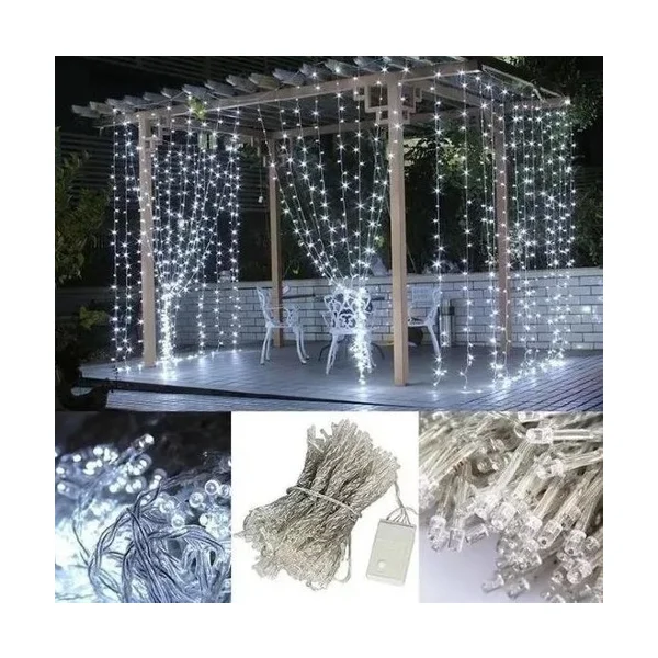 Cortina Led X300 Luces Navidad Bodas 3x3 Mts 12 Tiras 220v