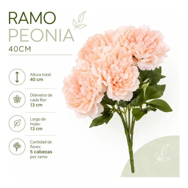 Ramo De Peonias Pack X3 Flores Artificiales 40cm Deco Hogar Bordó