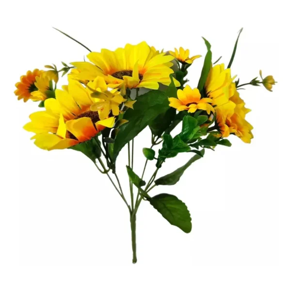 Ramo Girasol Flores Artificiales 30cm Decoracion Pack X10 Amarillo