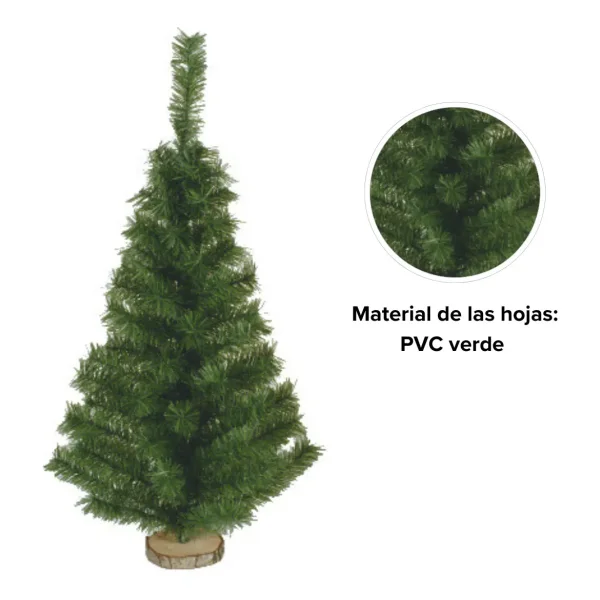 Arbolito Navidad Mini 60cm Con Base De Tronco Natural