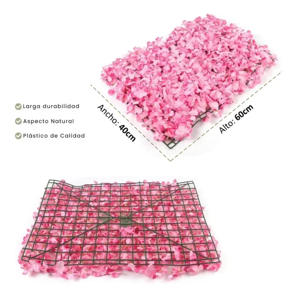 Panel Muro Jardín Vertical Deco Flores Artificiales Pack X6 Rojo