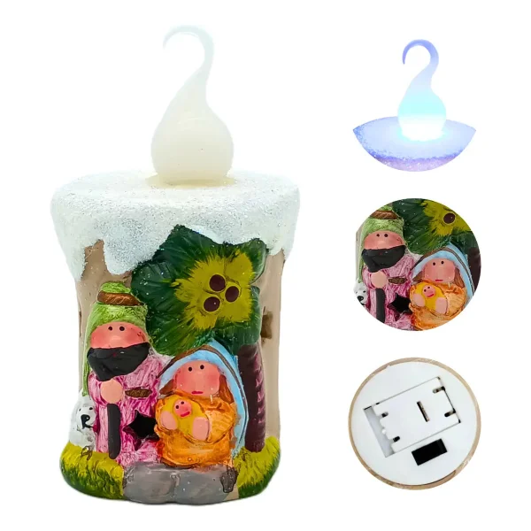 Pesebre Navideño Vela Con Luz Decoracion Navidad Vela Decoración N/a