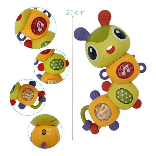 Sonajero Bebe Oruga Movil Luz Didactico Para Bebe