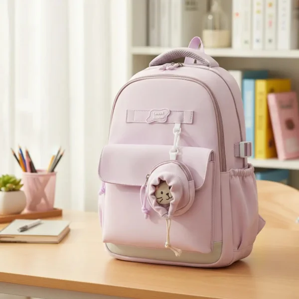 Mochila Escolar Urbana Porta Notebook Con Monedero Y Peluche