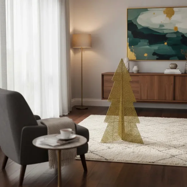 Arbol De Navidad Alambre Pino Para Decoración Navideño 90cm Dorado Pino De Alambre