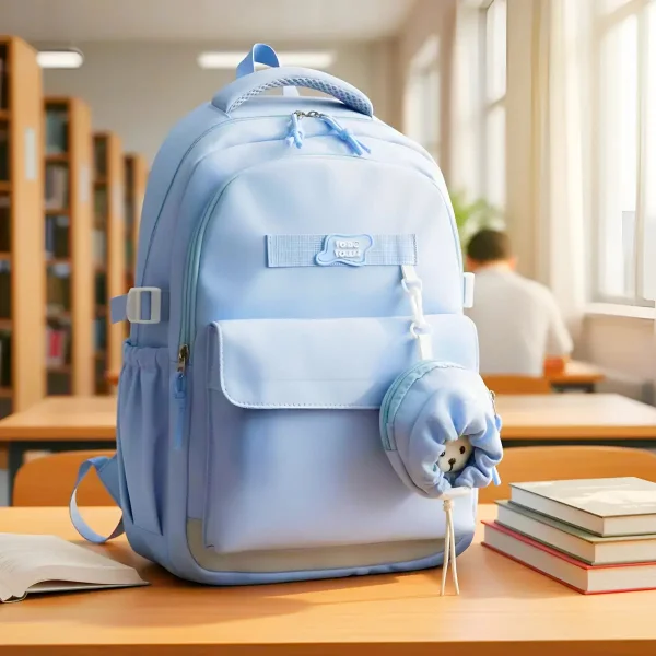 Mochila Escolar Urbana Porta Notebook Con Monedero Y Peluche