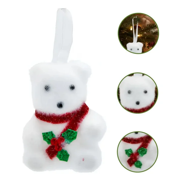 Adorno Colgante Árbol Navidad Oso X2 Decoración Navideña Blanco Colgante Oso