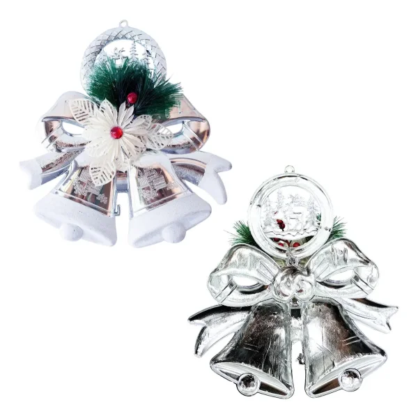 Campanas Plateadas Decoracion Navideña Adornos Para Arbol Campana