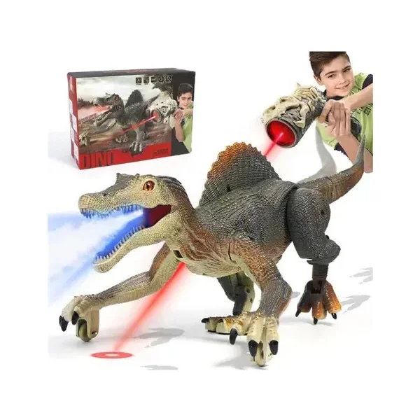 Dinosaurio Control Remoto Luces Sonidos Marron Claro