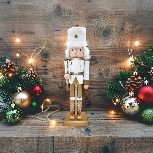 Cascanueces Soldado Adorno De Madera 30 Cm Navidad Deco Dorado