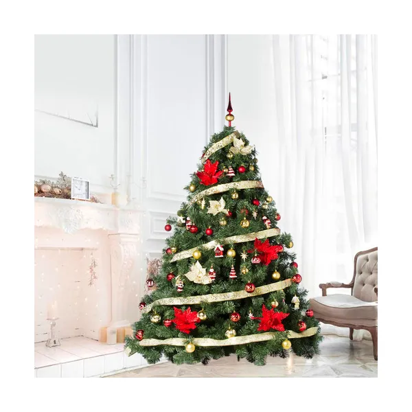 Arbolito Navidad Extra Lujo Patagonia 1.80m Adornos Rojo Oro