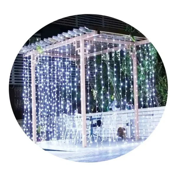 Cortina Led X300 Luces Navidad Bodas 3x3 Mts 12 Tiras 220v
