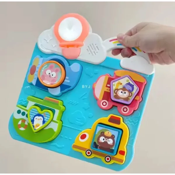 Tablero Interactivo Encastre Bebé Montessori Luz Sonido Celeste