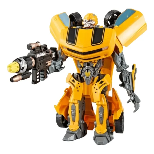 Juguete Robot Transformable Auto Camion Con Accesorios 20cm Auto Amarillo