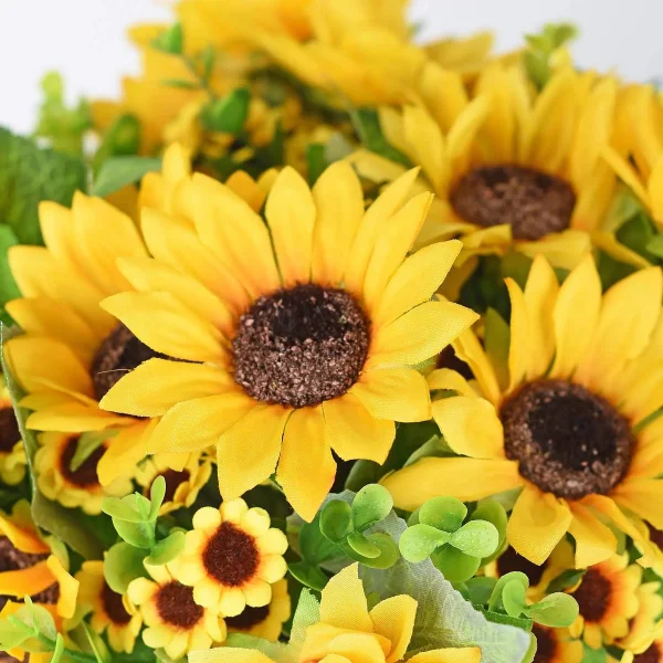 Ramo Girasol Flores Artificiales 30cm Decoracion Pack X4 Amarillo