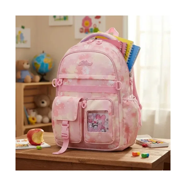 Mochila Escolar Colegio Infantil Nena Kawaii Reforzada Rosa Floreado