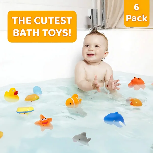 Juguetes Baño Para Bebe 6 Unidades Goma Plastico