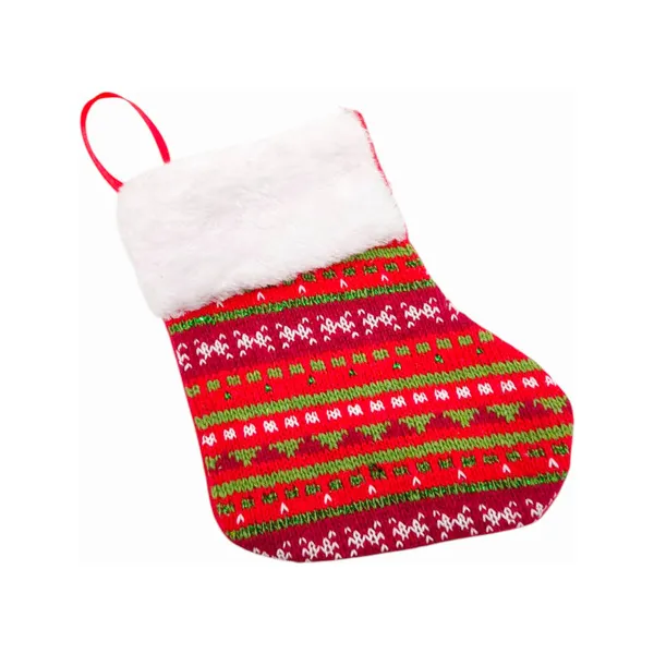 Bota Navideña Tejida Decoracion Navidad Adorno X1 Rojo