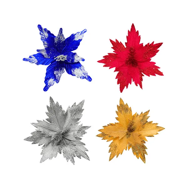 Flor 25cm Azul Arbol De Navidad Adornos Decoracion X4u