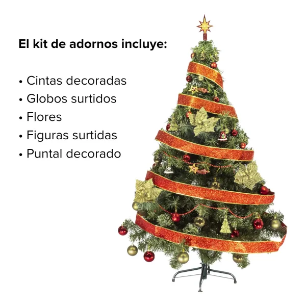 Arbol De Navidad Tronador Lujo 1,50mts Con Adornos Kit X40
