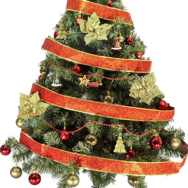 Arbol de Navidad Tronador Lujo Verde 1,50mts Kit 40 Rojo Oro