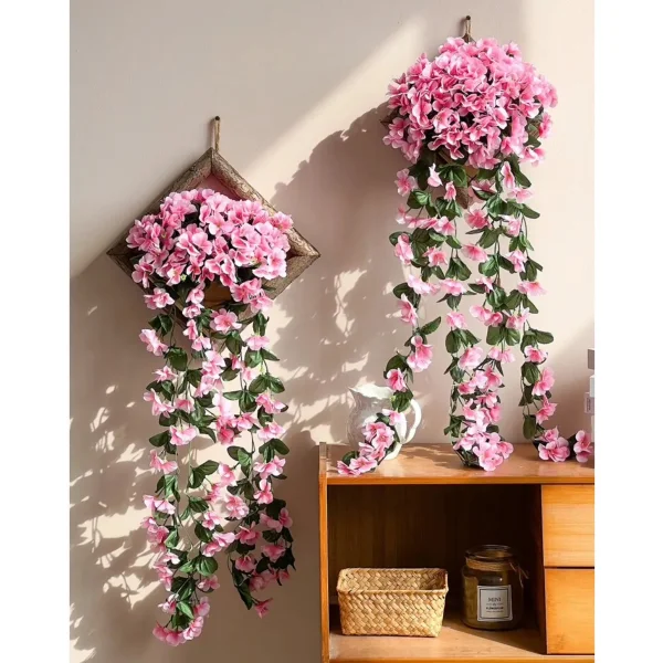 Ramo Flor Planta Colgante Pack X2 Jardin Artificial Interior Blanco