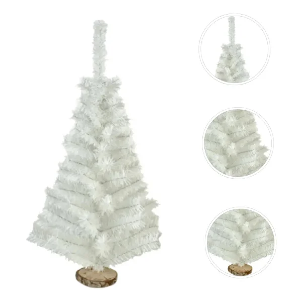 Arbolito Navidad Mini 60cm Con Base De Tronco Natural