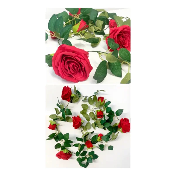 Flores Artificiales Enredadera Guía De Rosa Guirnalda 2mts