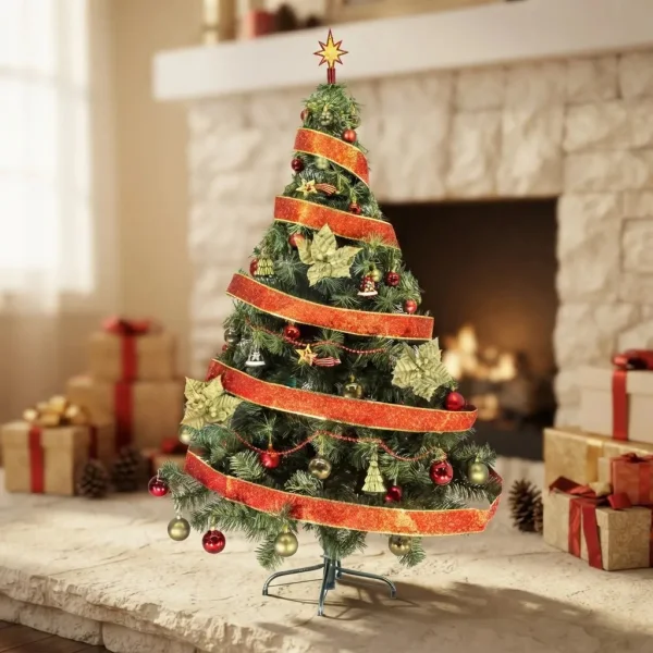 Arbol de Navidad Tronador Lujo Verde 1,50mts Kit 40 Rojo Oro