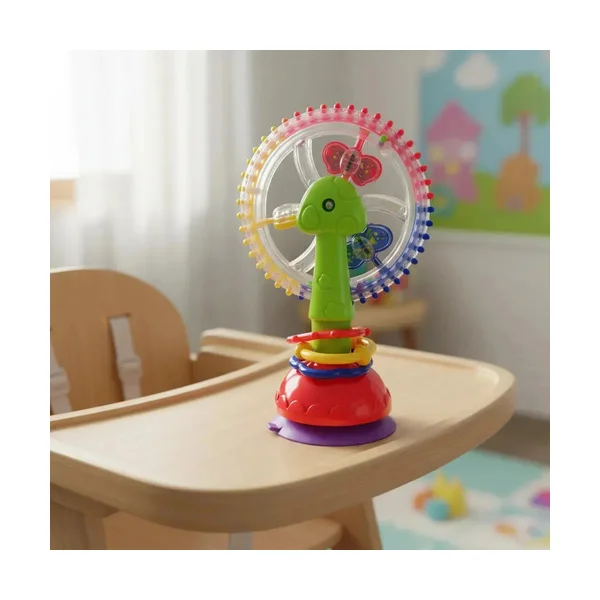 Sonajero Didactico Verde Lima Con Ventosa Diseño Rueda Con Sonidos