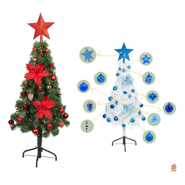 Arbol De Navidad Decorado Slim Verde 1,20mt + Kit Decoracion