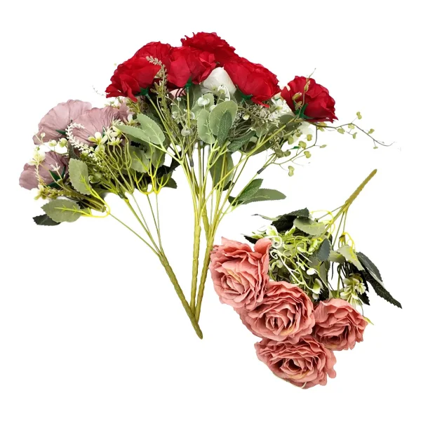 Ramo De Rosas Flores Artificiales 35cm Decoracion X1