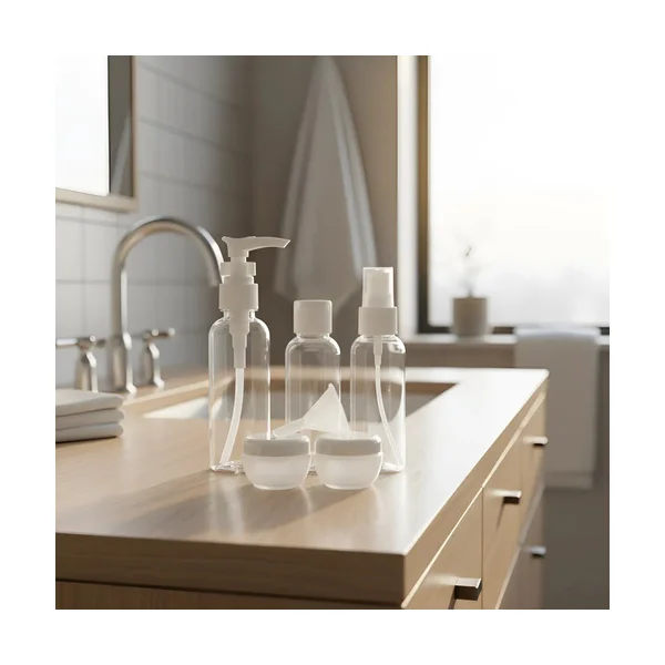 Kit Neceser Frascos De Viaje Avión Envases Recargables X5 Blanco