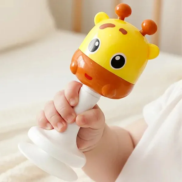 Sonajero Bebe Para Mesa Con Sopapa Base Ventosa Didactico Amarillo Jirafa