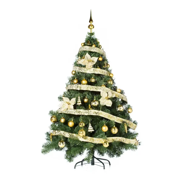 Arbol Navidad Montañes Deluxe 1.30mts Decoración Oro