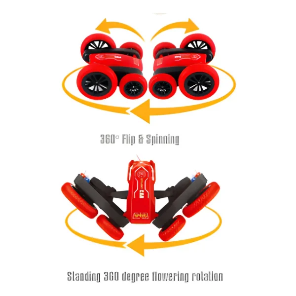 Auto A Control Remoto Stunt Car Giro 360 Acrobacias Pro Rojo Stunt Car