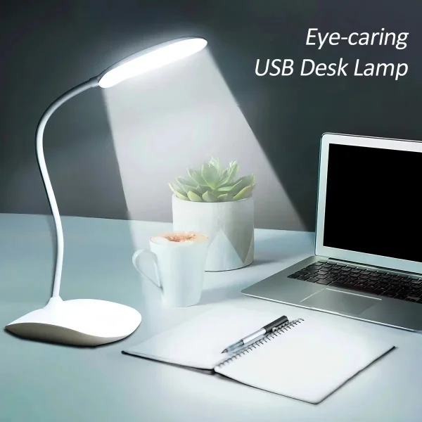 Lampara De Mesa Usb Velador Escritorio Luz Led Blanca Blanco