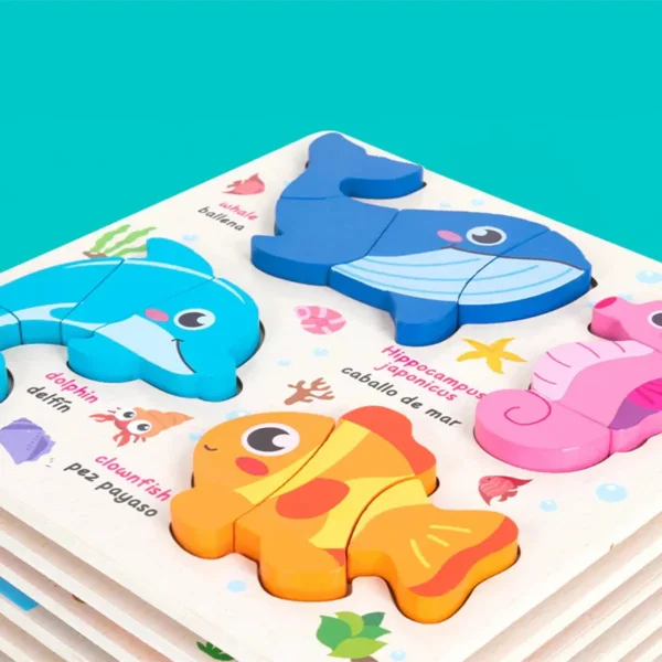 Juego De Encastre Rompecabezas 3d Madera Didáctico Niños Marinos