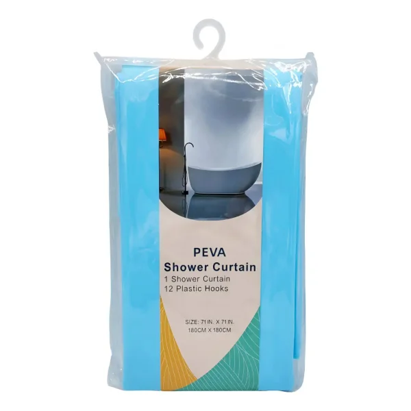 Cortina De Baño Ducha Peva 1,80cm Ganchos Plástico