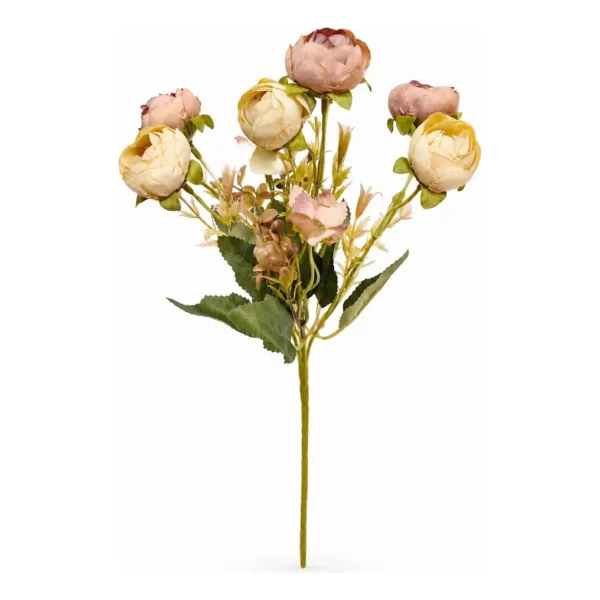 Ramo Flores Artificiales Vintage Peonías 30cm Deco Hogar Blanco