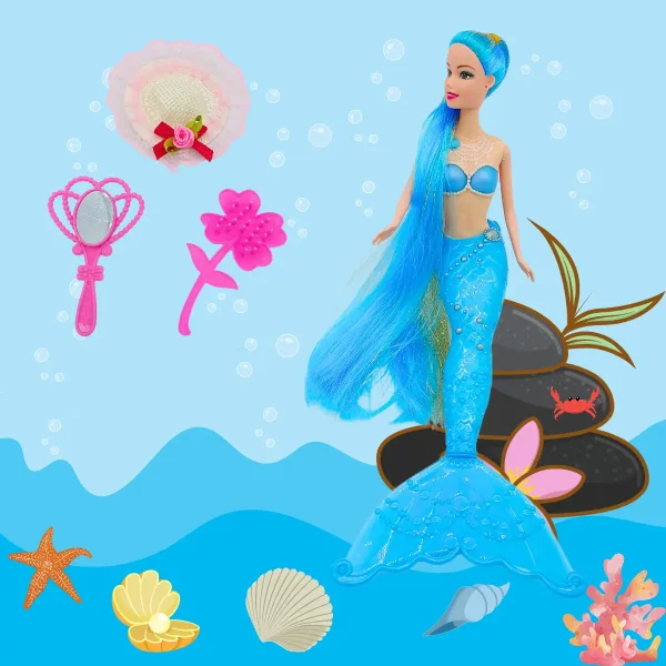 Muñeca Sirena Con Luz Y Accesorios Juguete