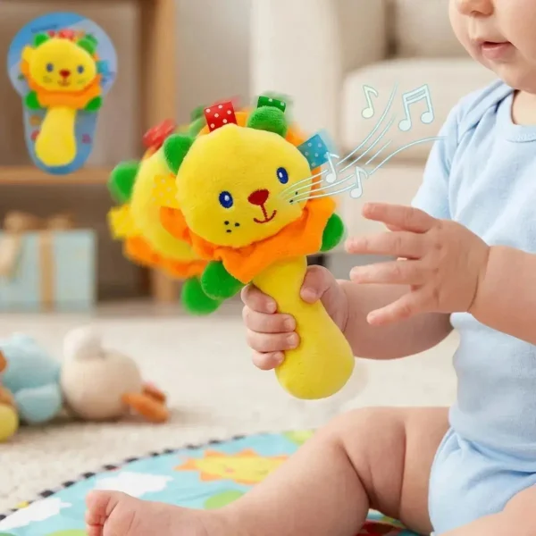 Sonajero Bebe Leon Amarillo Felpa Chifle 0-3 Años